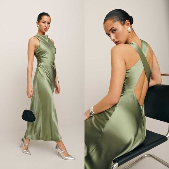 Reformation Dresses & Skirts - NWT Reformation Petites Cassette Dress | 100% Silk | Artichoke Green | Size 0P